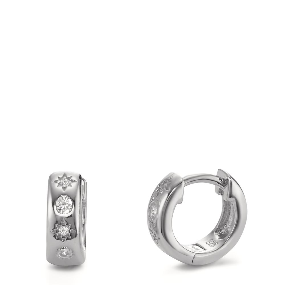 Créoles à charnières Argent Zircone 8 Pierres Rhodié Étoile-596426