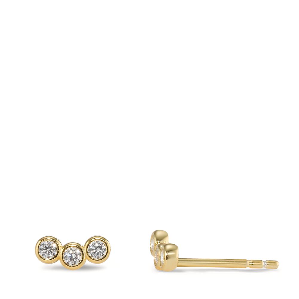 Clous d'oreilles Argent Zircone 6 Pierres jaune Plaqué or-596458
