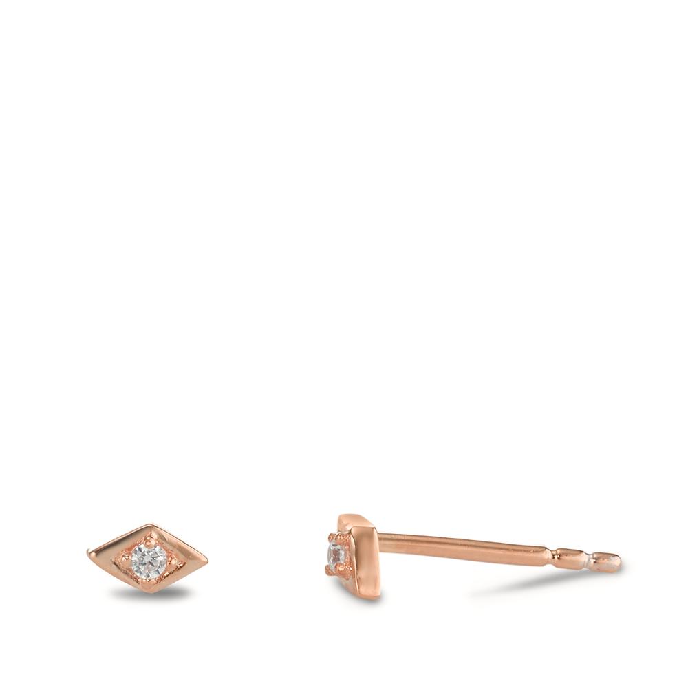 Clous d'oreilles Argent Zircone 2 Pierres rosé Plaqué or-596460
