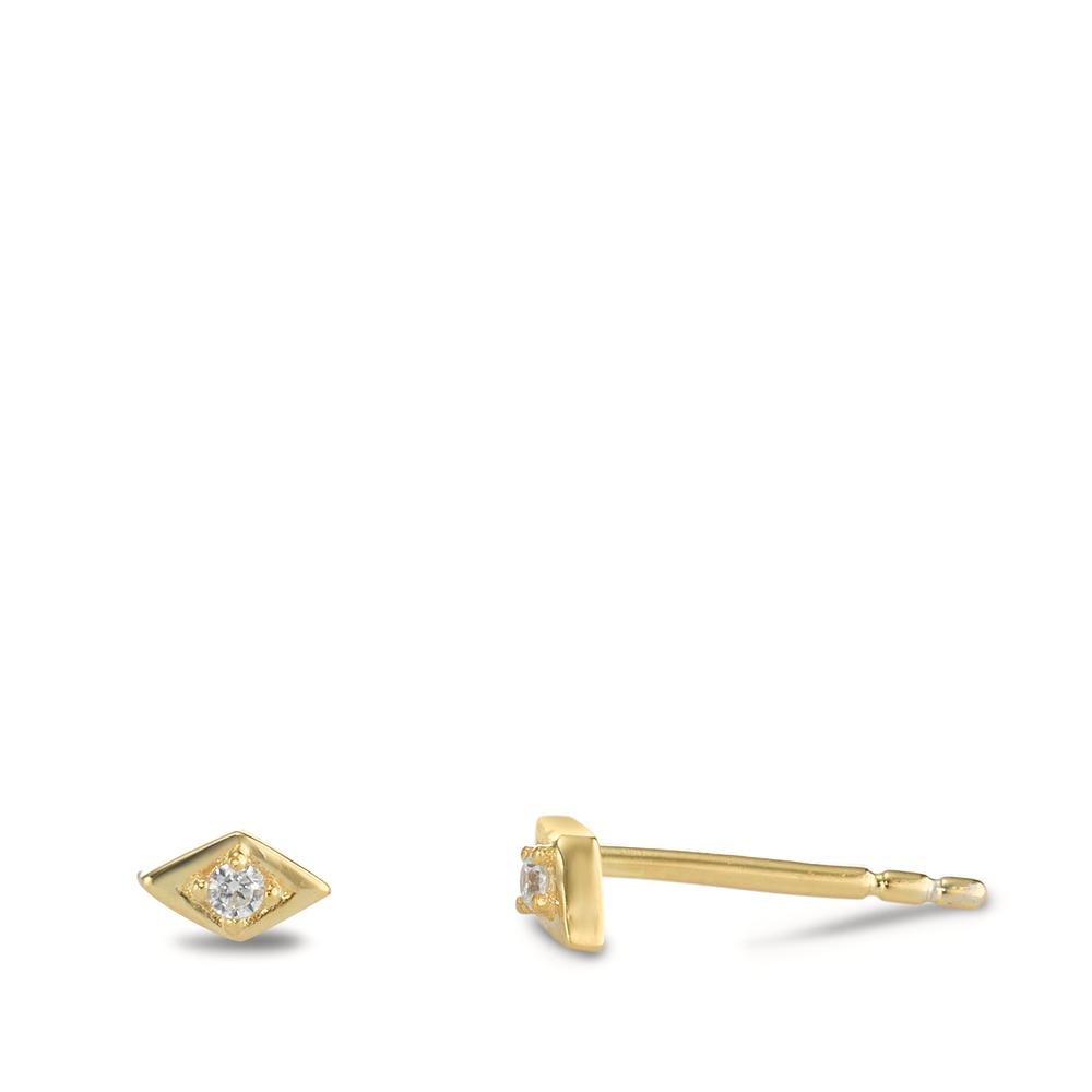 Clous d'oreilles Argent Zircone 2 Pierres jaune Plaqué or-596461