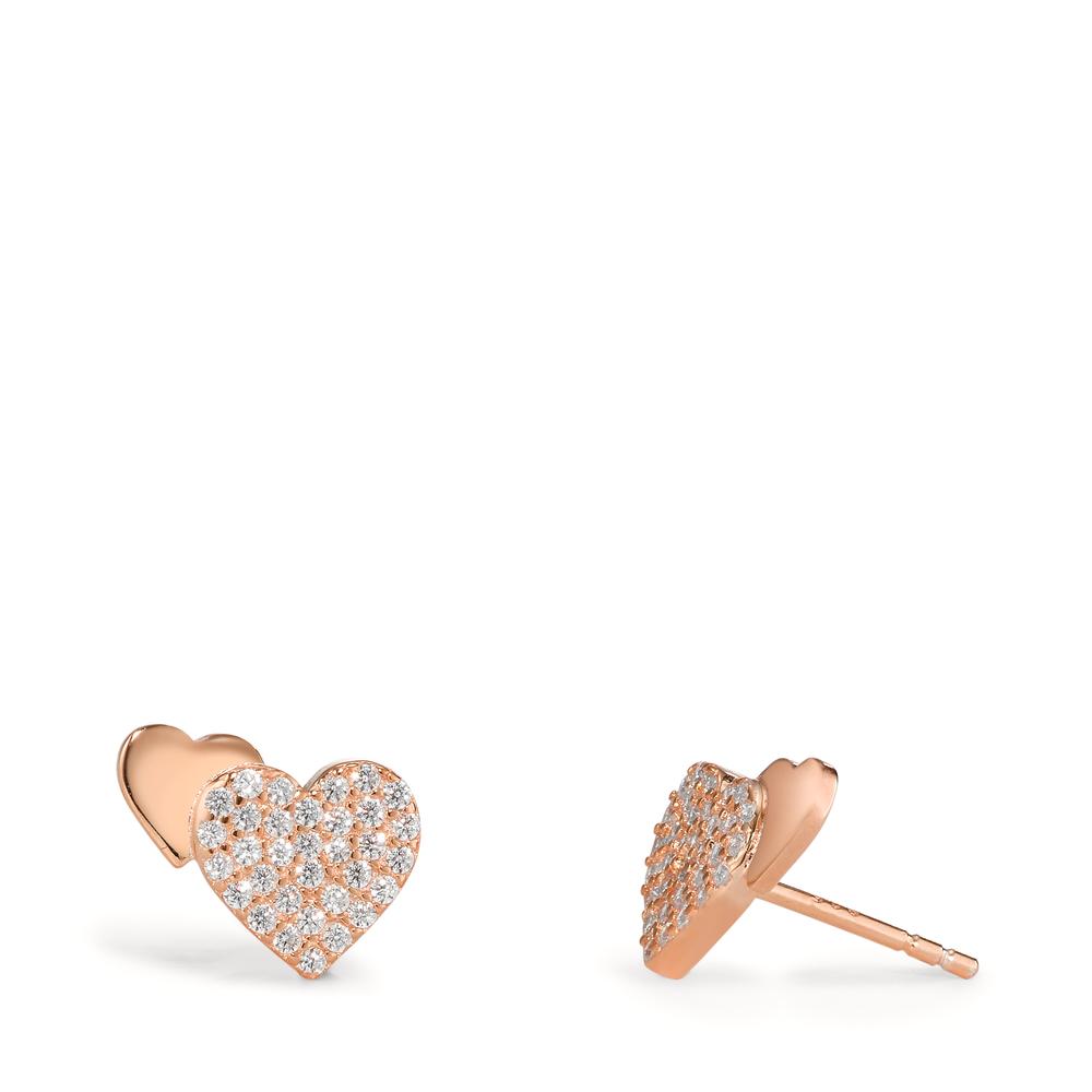 Clous d'oreilles Argent Zircone rosé Plaqué or Coeur-596466