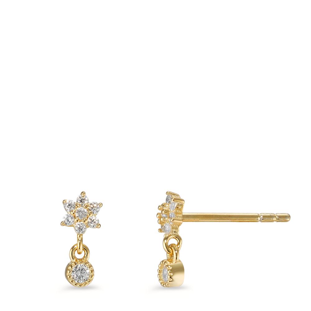 Clous d'oreilles Argent Zircone 16 Pierres jaune Plaqué or Ø4 mm-596470