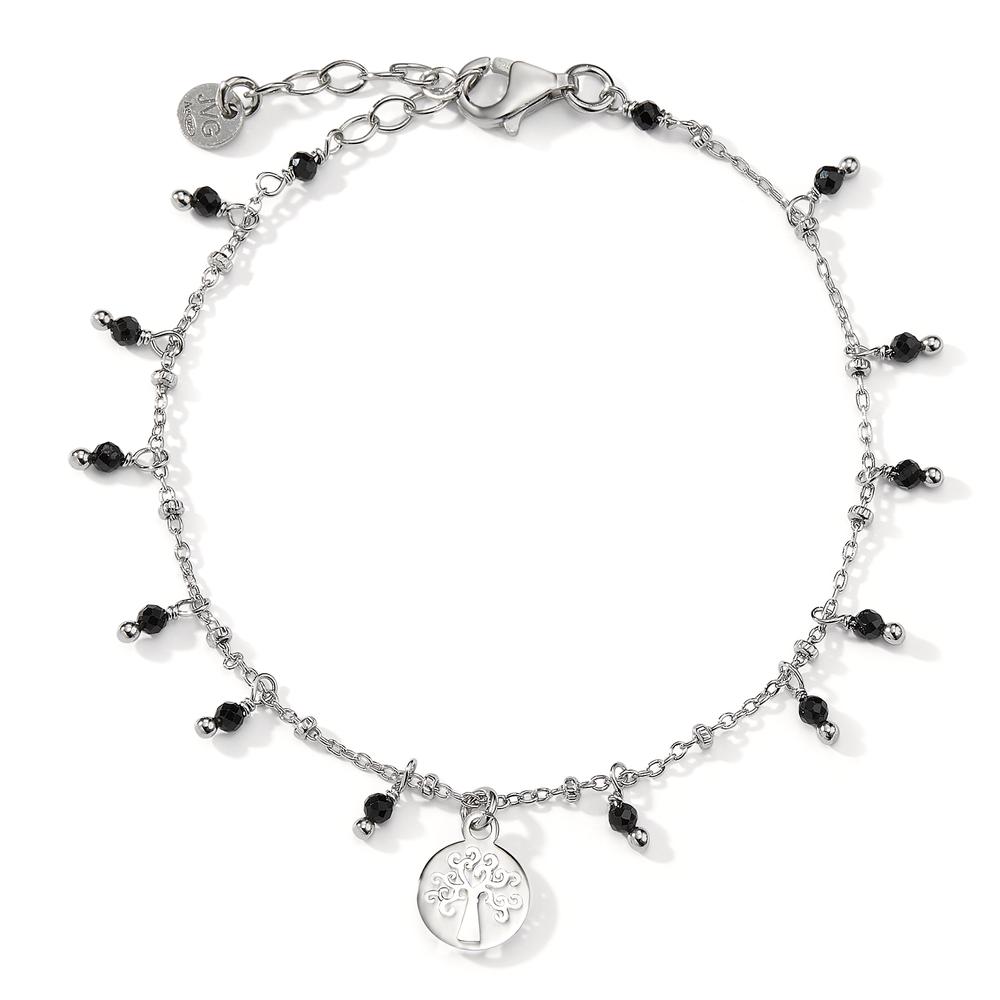 Bracelet Argent Cristal noir, 14 Pierres Rhodié Arbre de la vie 16-19 cm-596828