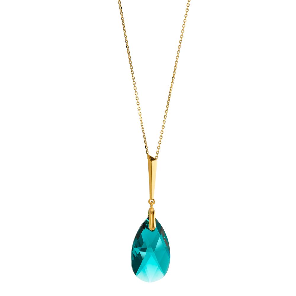 Collier Argent Zircone vert, 2 Pierres jaune Plaqué or 42-47 cm-596874