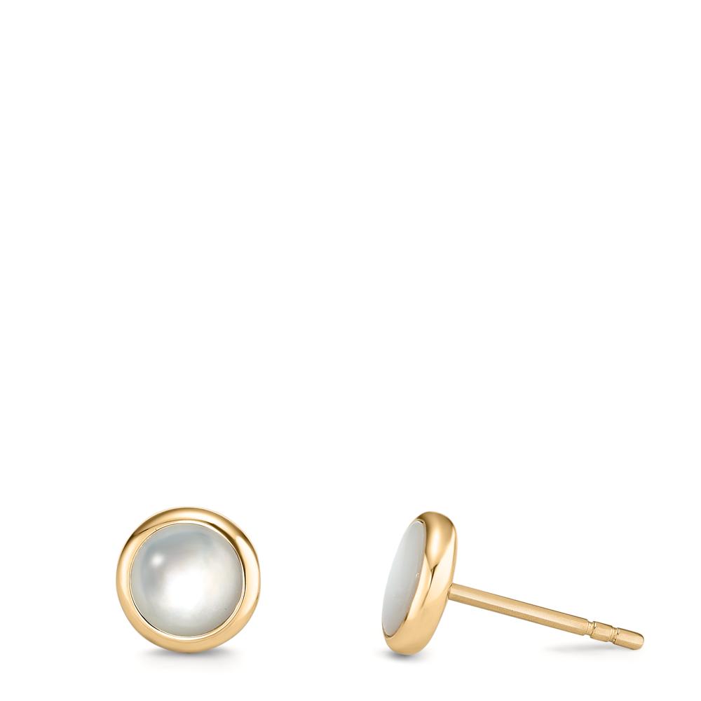 Clous d'oreilles Acier inoxydable jaune PVD nacre blanc Ø8 mm-596915