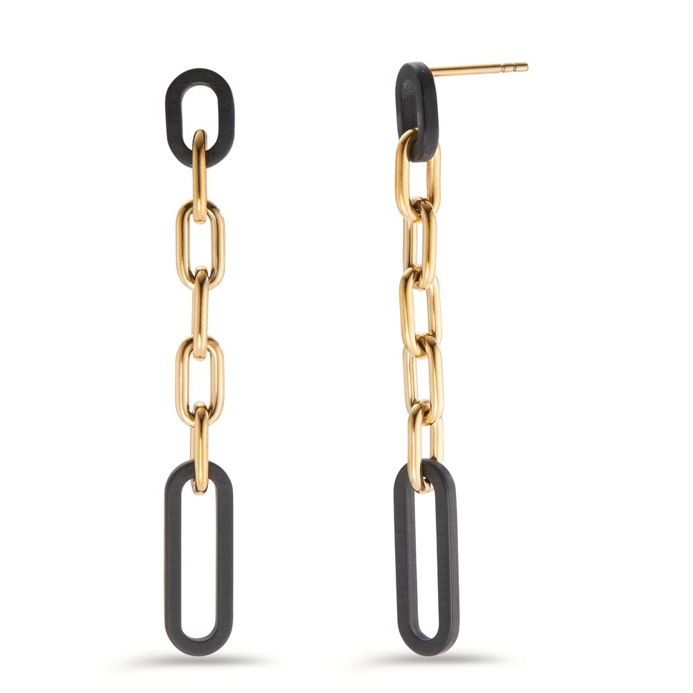 Pendant d'oreilles Acier inoxydable, Carbone jaune PVD-596935