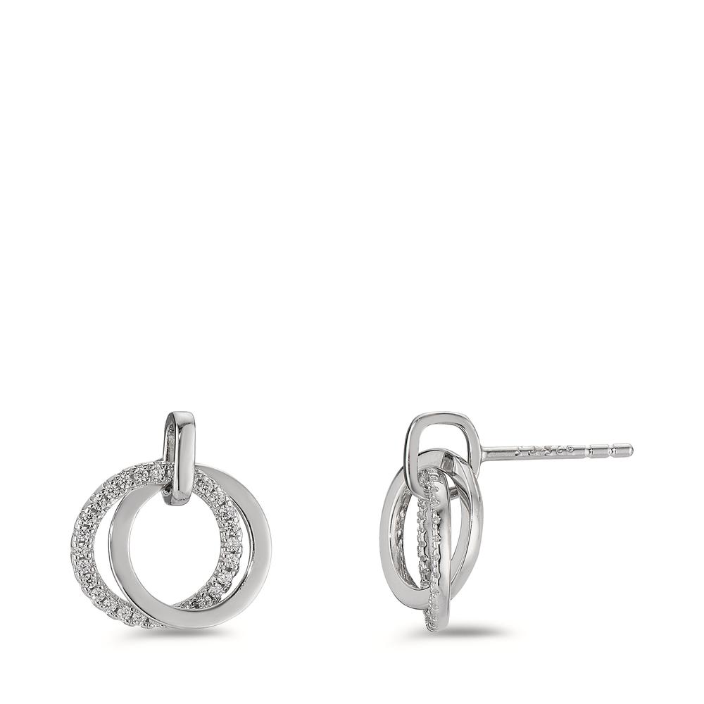 Pendant d'oreilles Argent Zircone Rhodié Ø10 mm-597244