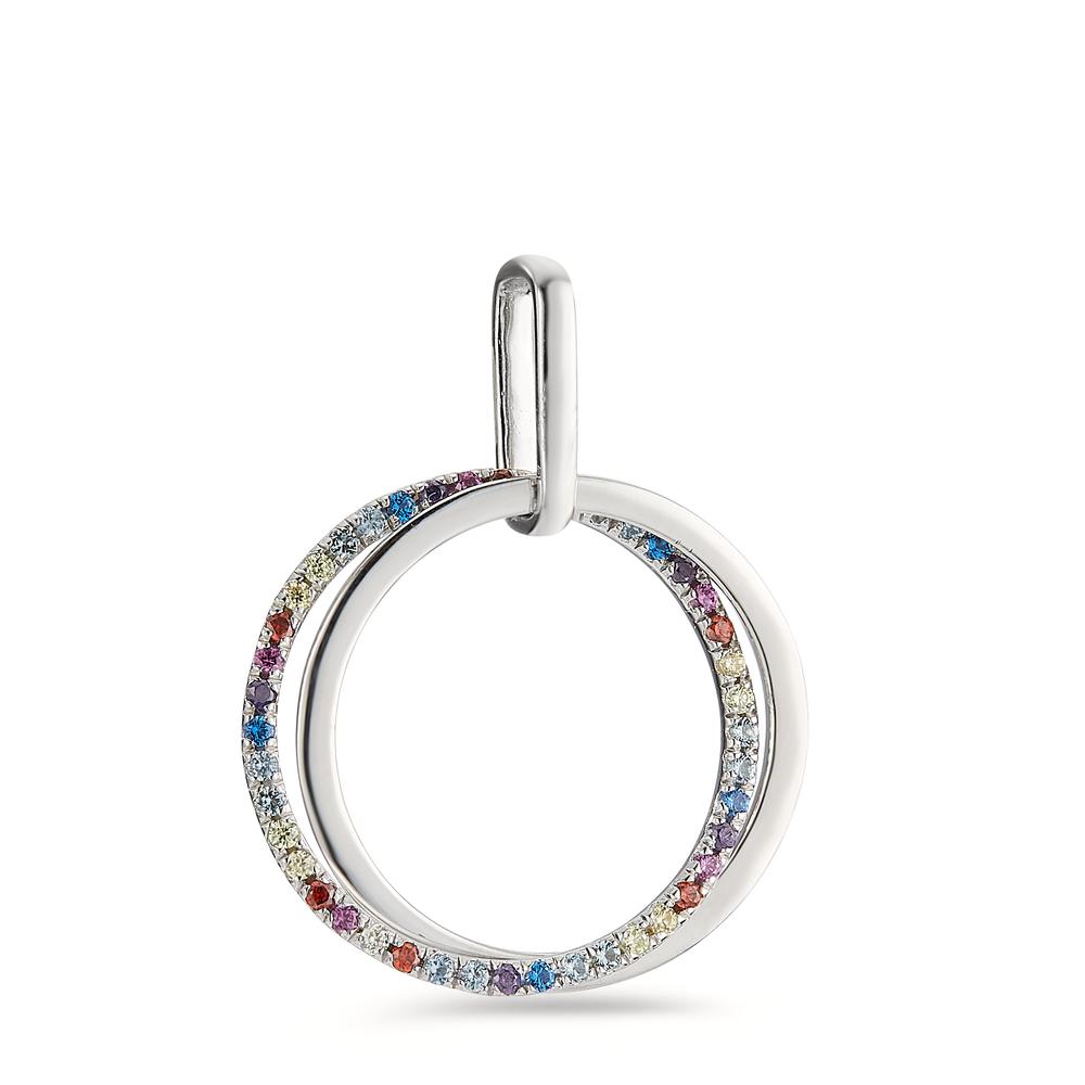 Pendentif Argent Zircone coloré Rhodié Ø20 mm-597246