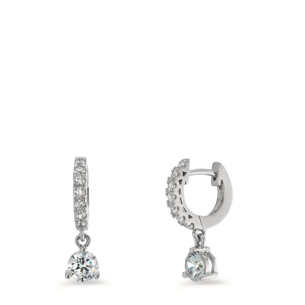 Créoles à charnières Argent Zircone 16 Pierres Rhodié-597254