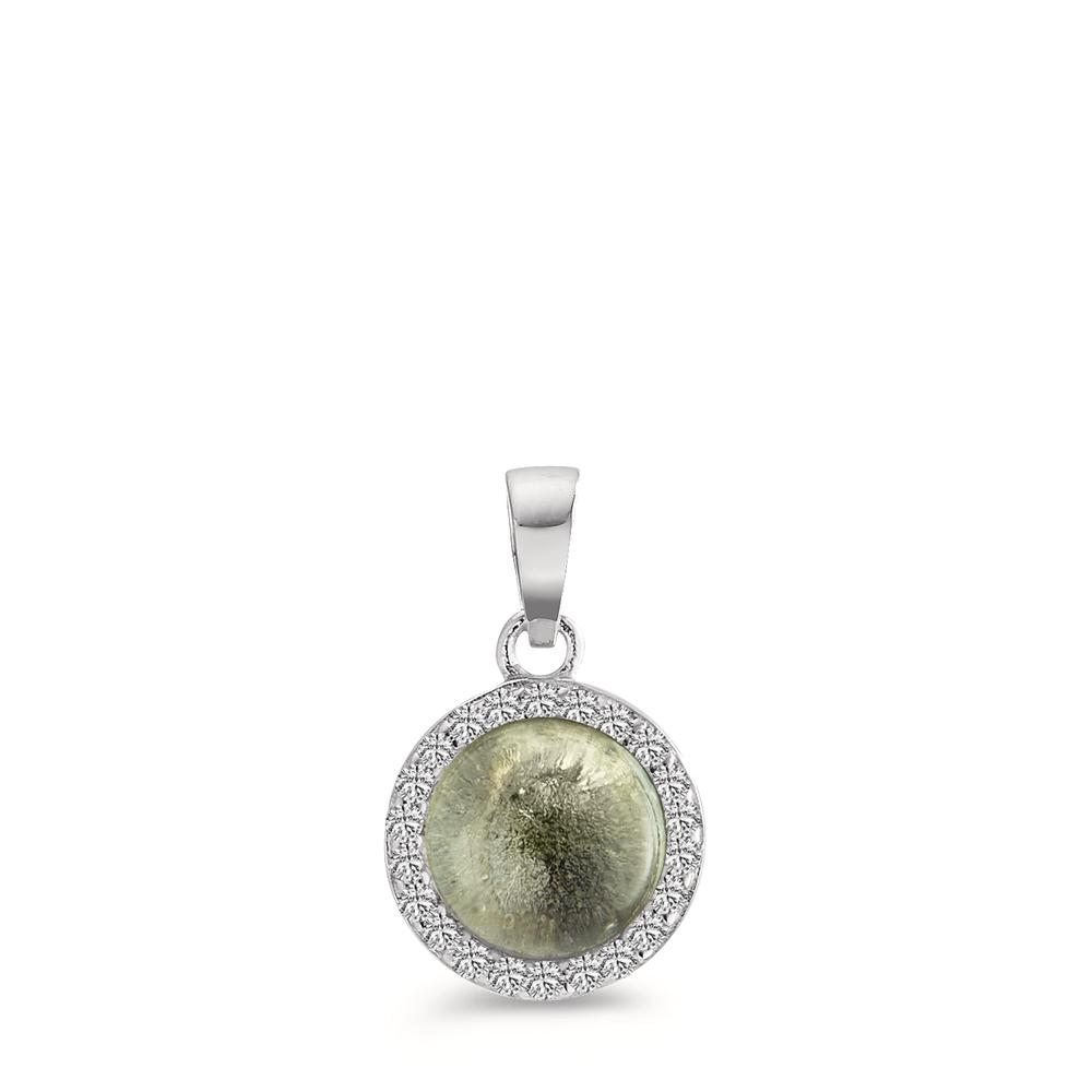 Pendentif Argent Améthyste vert Rhodié Ø9.5 mm-597258