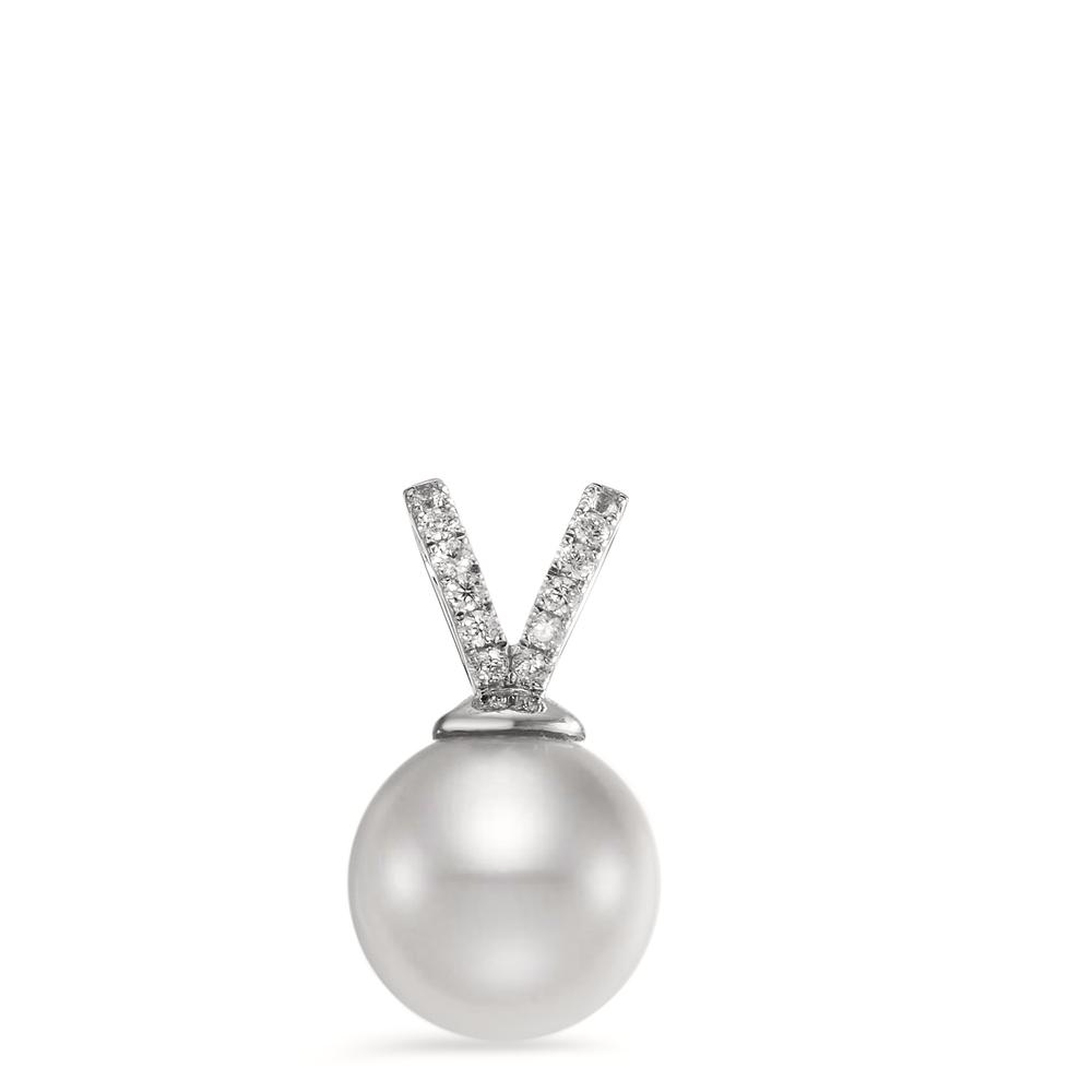 Pendentif Argent Zircone 12 Pierres Rhodié perle d'eau douce-597282