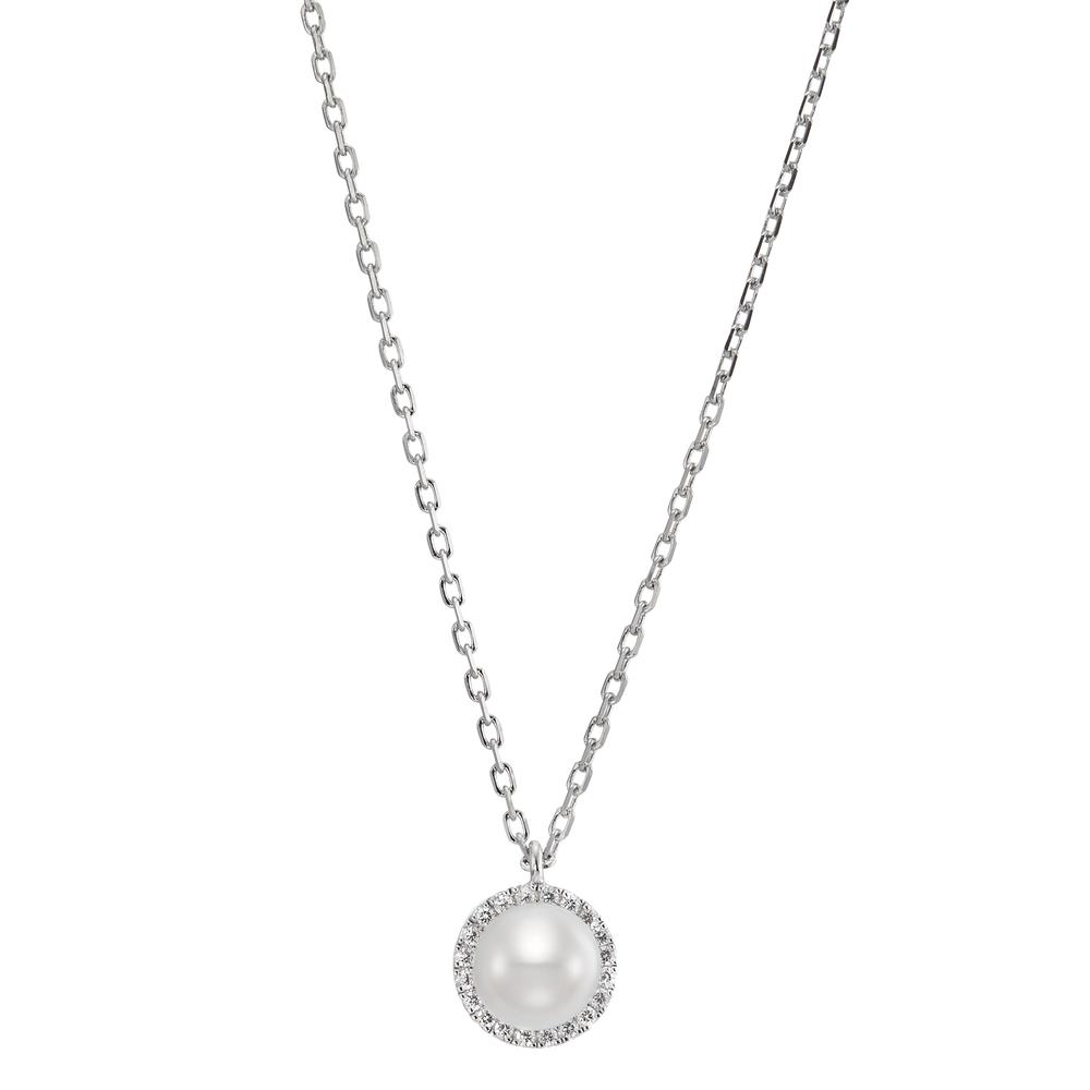 Collier Argent Zircone Rhodié perle d'eau douce 40-45 cm Ø7.5 mm-597283