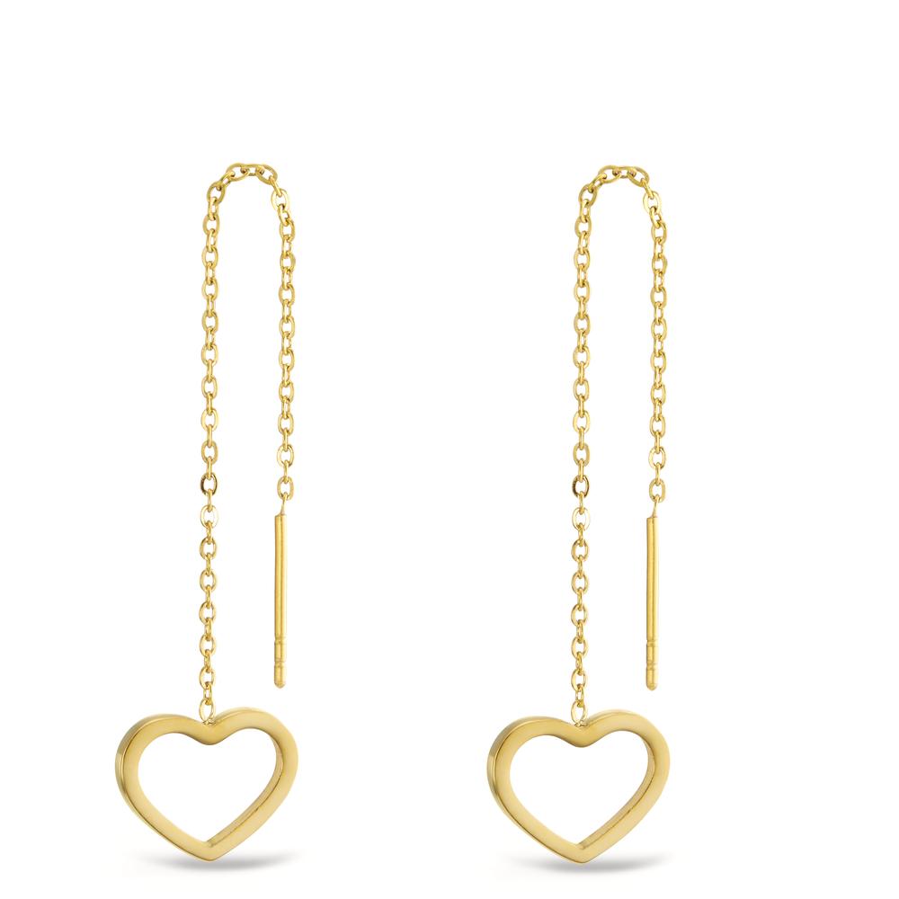 Boucles d'oreilles pendantes Acier inoxydable jaune PVD Coeur Ø11 mm-597306