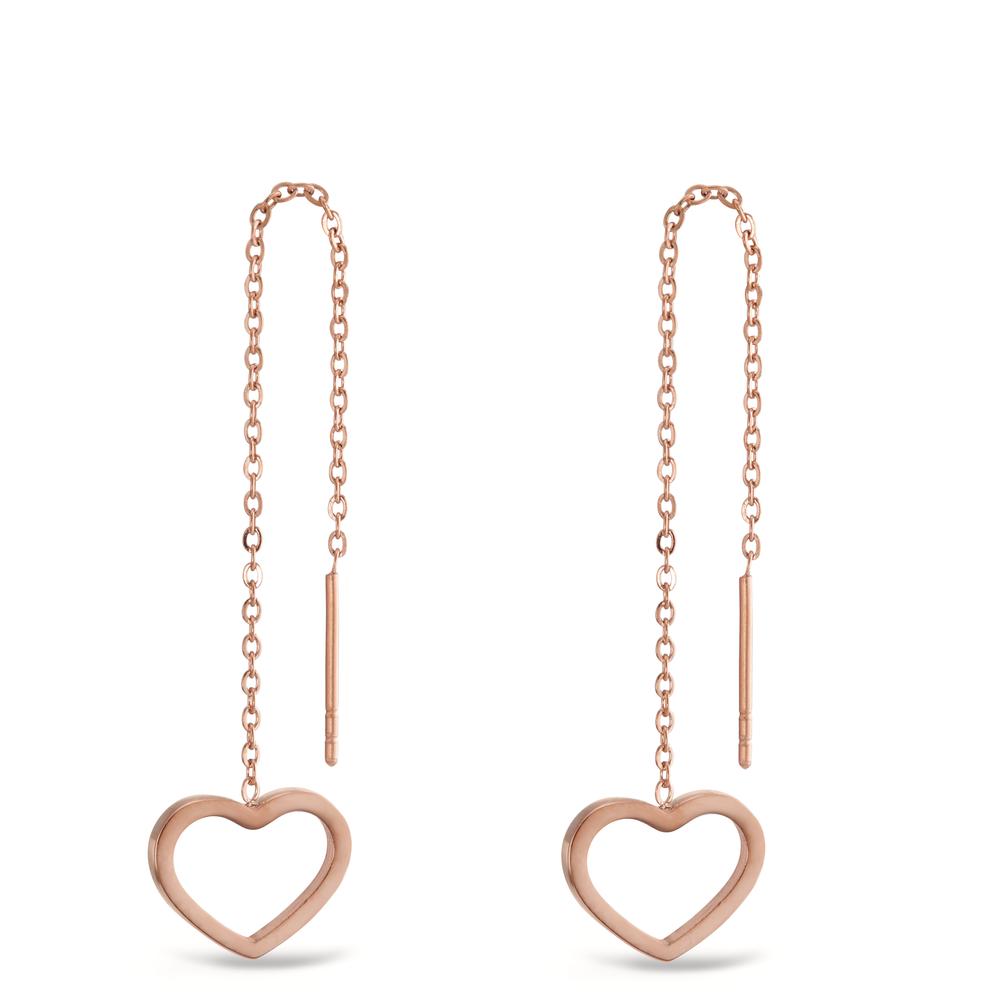 Boucles d'oreilles pendantes Acier inoxydable rosé PVD Coeur Ø11 mm-597307