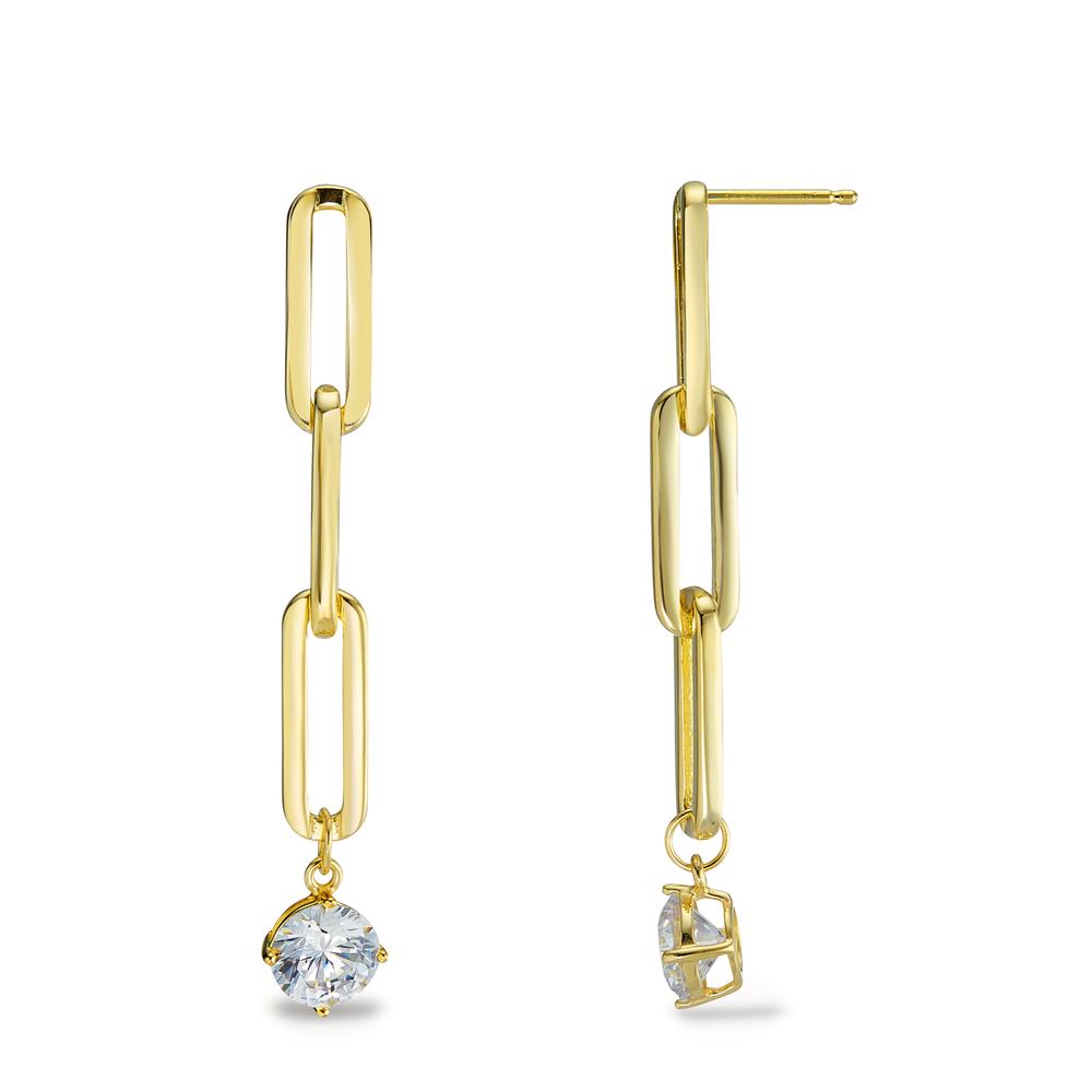 Pendant d'oreilles Argent Zircone 2 Pierres jaune Plaqué or-597428