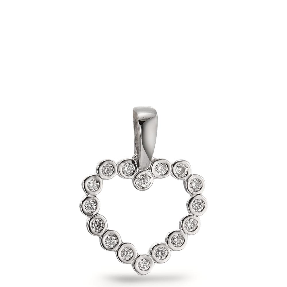 Pendentif Or blanc 14K Diamant 0.08 ct, 16 Pierres, w-si Ø10 mm-597460