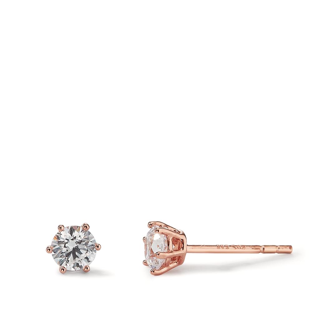 Clous d'oreilles Or rouge 14K Zircone 2 Pierres Ø4 mm-597465