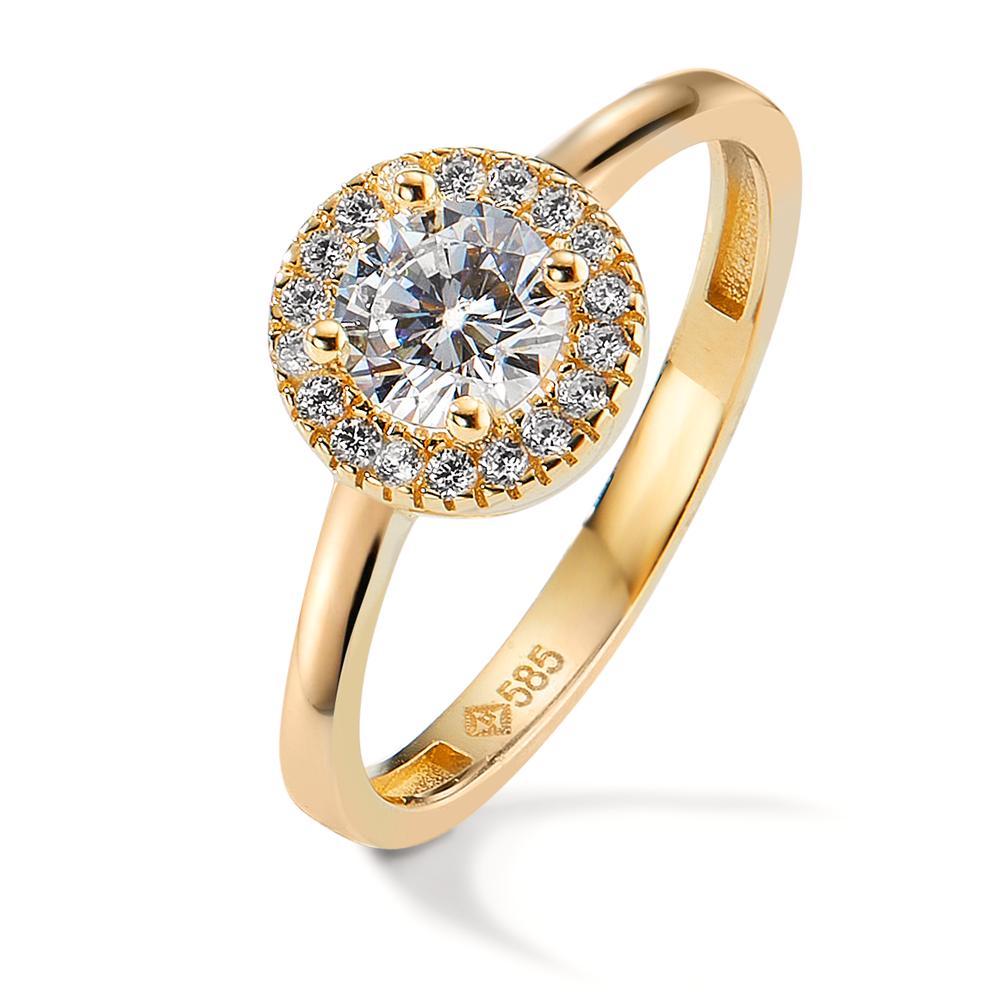 Bague Or jaune 14K Zircone Ø8 mm-597473