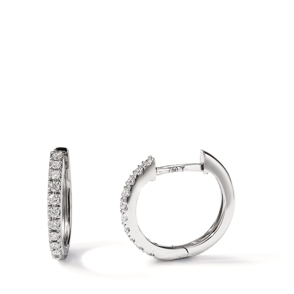 Créoles à charnières Or blanc 18K Diamant 0.115 ct, 20 Pierres, w-si-597607