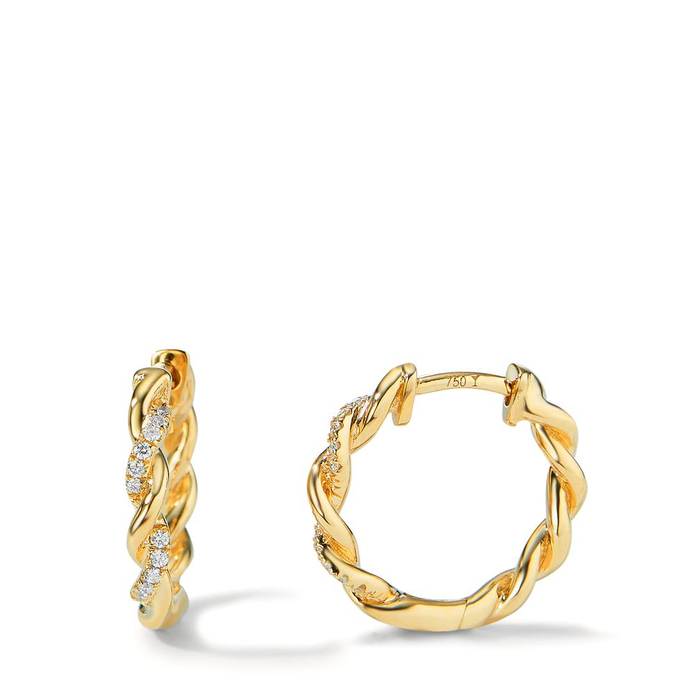 Créoles à charnières Or jaune 18K Diamant 0.09 ct, 24 Pierres, w-si-597612