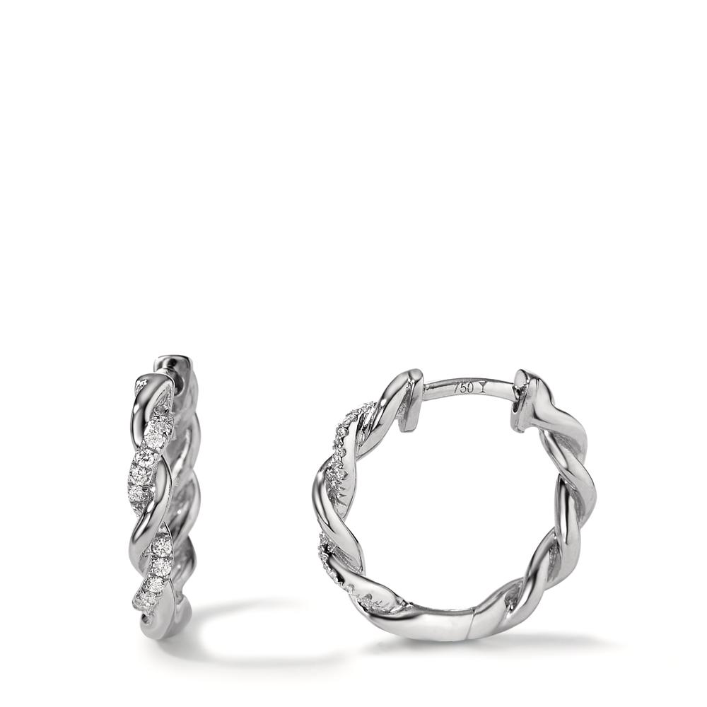 Créoles à charnières Or blanc 18K Diamant 0.09 ct, 24 Pierres, w-si-597613