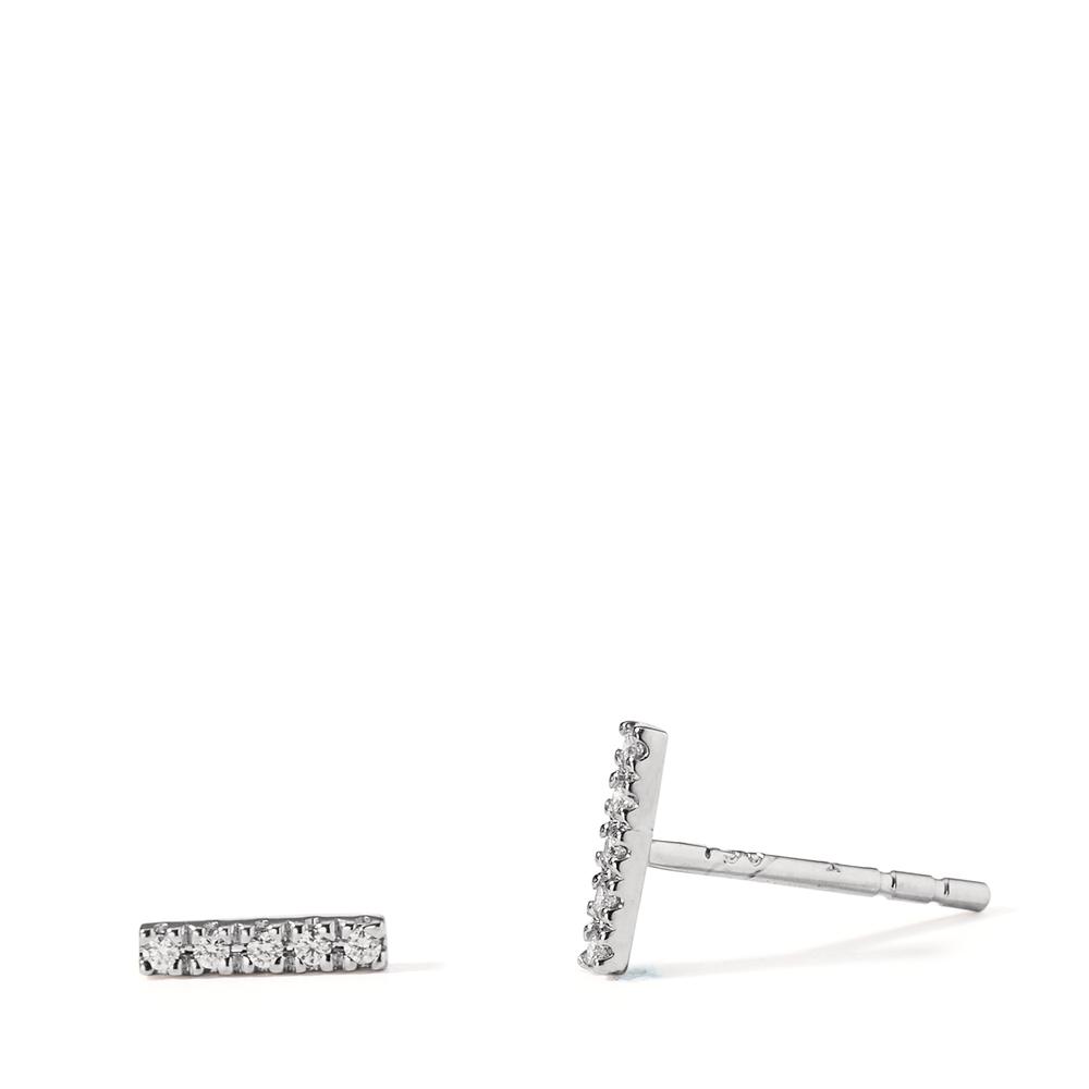 Clous d'oreilles Or blanc 18K Diamant 0.05 ct, 5 Pierres, w-si-597626