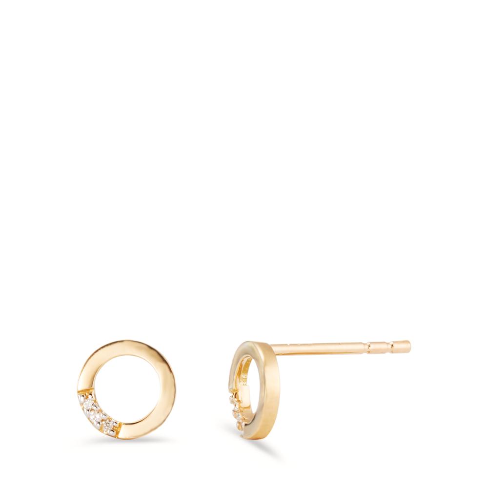 Clous d'oreilles Or jaune 18K Diamant 0.01 ct, 6 Pierres, w-si Bicolore Ø6 mm-597629