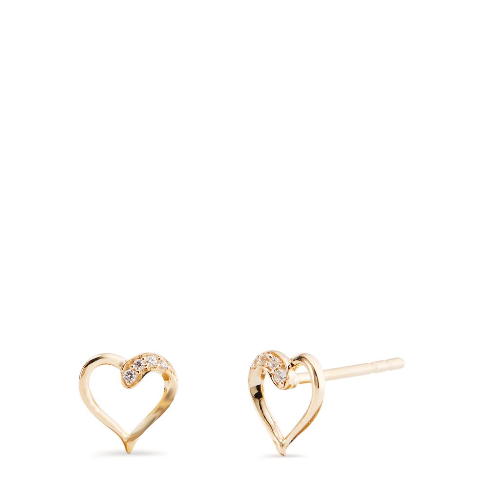 Clous d'oreilles Or jaune 9K Zircone 8 Pierres Coeur Ø7 mm-597640