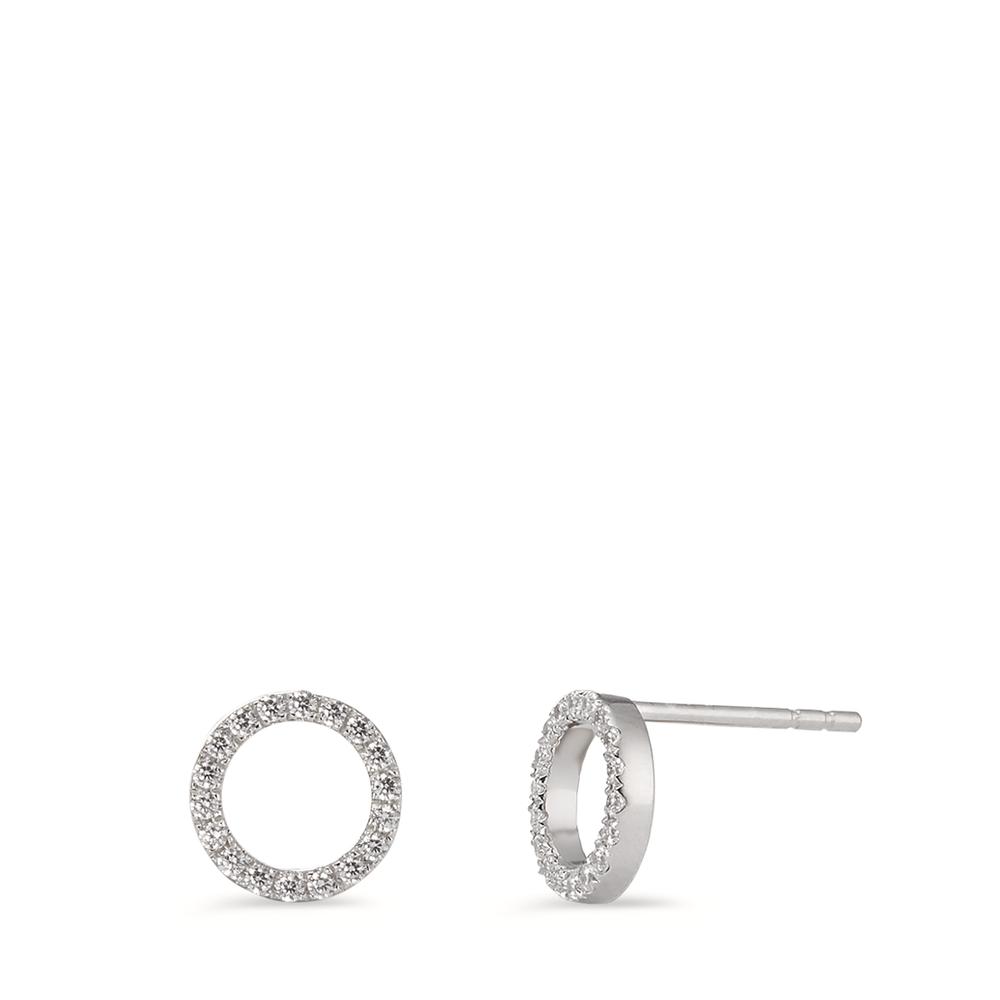 Clous d'oreilles Or blanc 9K Zircone Ø7.5 mm-597641