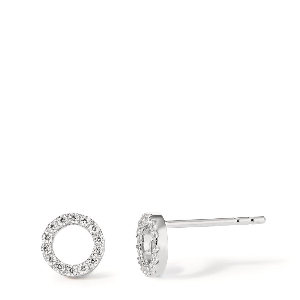 Clous d'oreilles Or blanc 9K Zircone Ø6 mm-597642