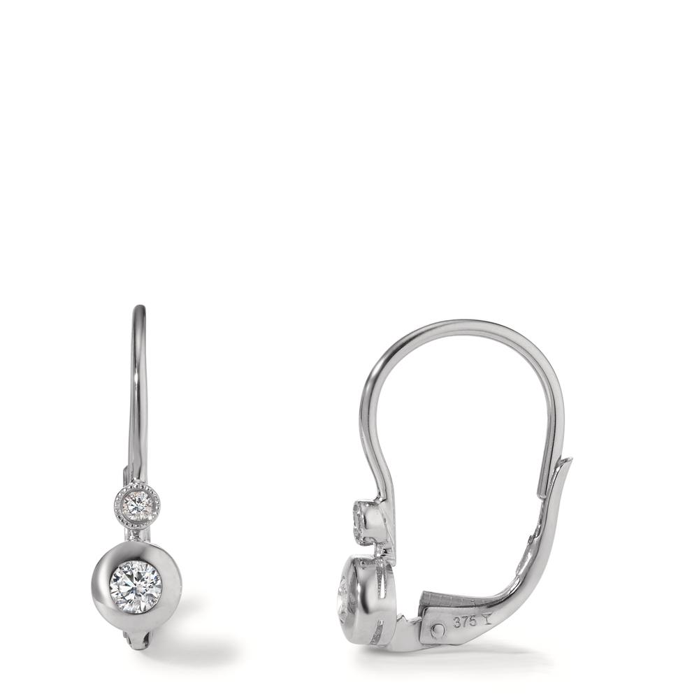 Pendant d'oreilles Or blanc 9K Zircone 4 Pierres-597643