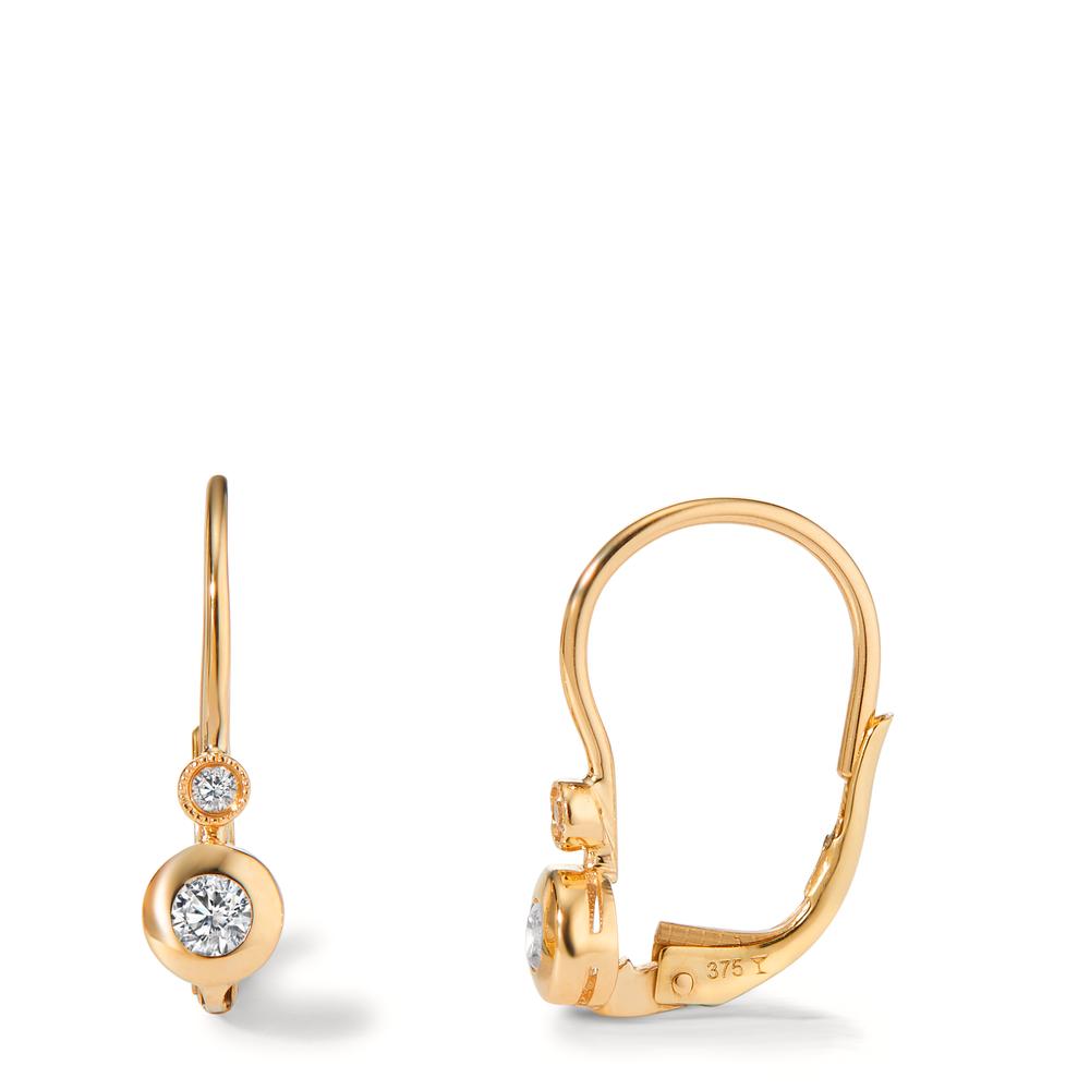 Pendant d'oreilles Or jaune 9K Zircone 4 Pierres-597644