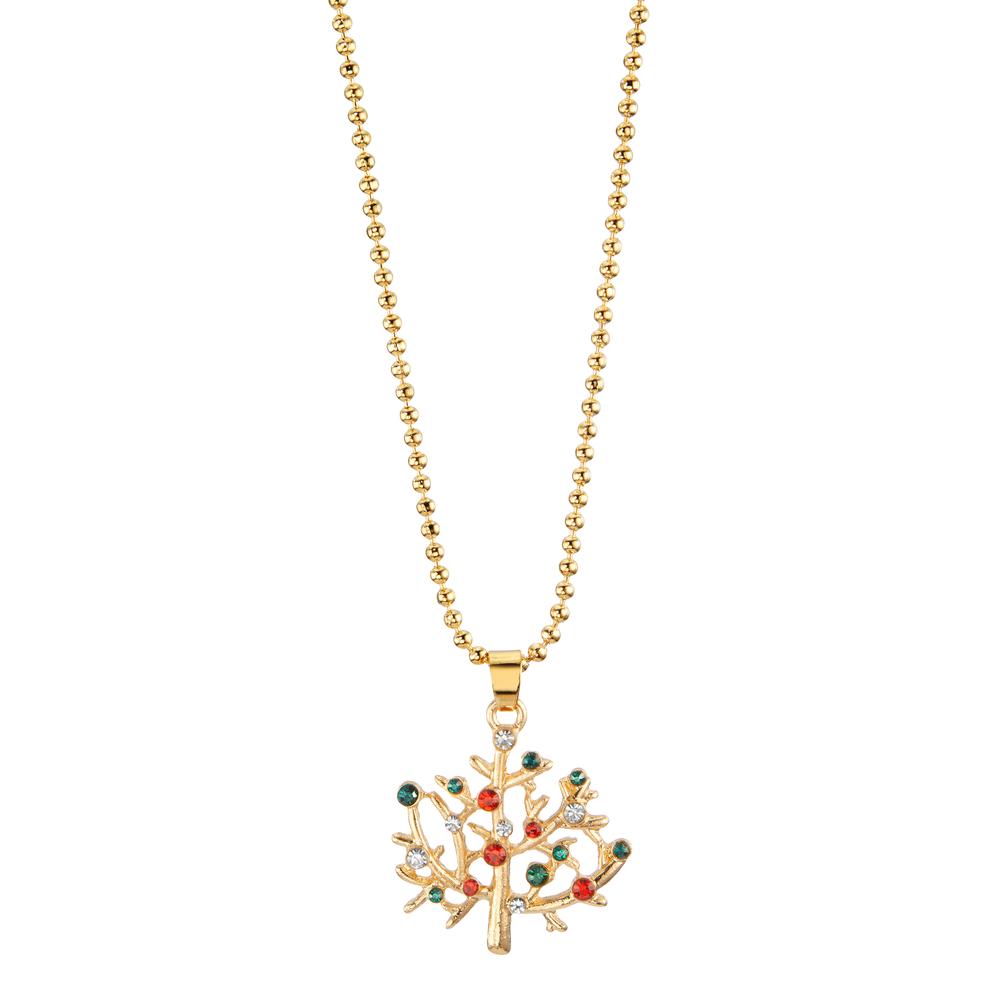 Chaînette avec pendentif Métal [synth. Stein] 18 Pierres Arbre de la vie 42-47 cm Ø25 mm-597727