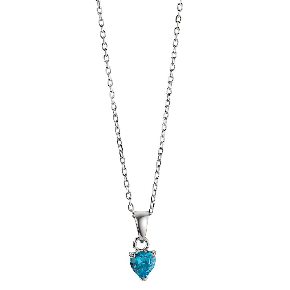 Chaînette avec pendentif Argent [synth. Aquamarin] Rhodié Coeur 42-45 cm Ø5 mm-597733