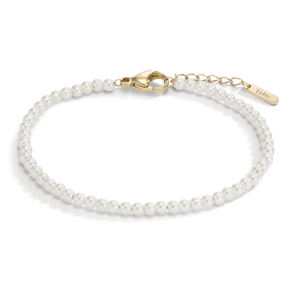 Bracelet Acier inoxydable jaune PVD perle de culture 17.5-19.5 cm Ø3 mm-597878