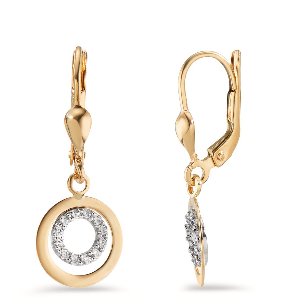 Pendant d'oreilles Or jaune 14K, Or blanc 14K Zircone 24 Pierres Ø10 mm-597990