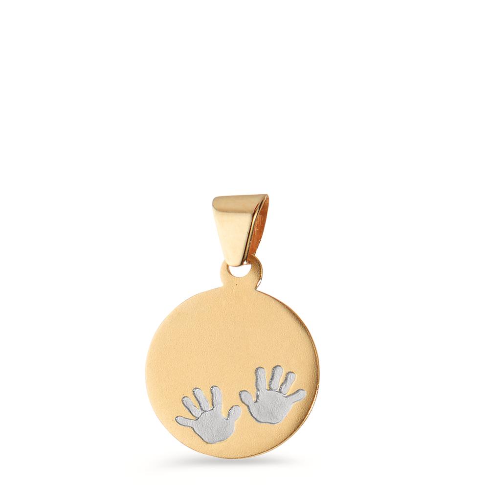 Pendentif avec gravure Or jaune 14K Bicolore Main Ø10 mm-597995