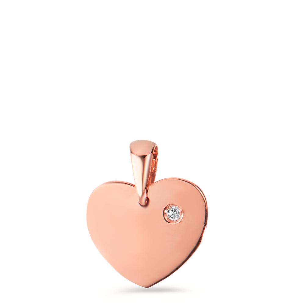 Pendentif Or rouge 14K Zircone Coeur Ø10 mm-598008