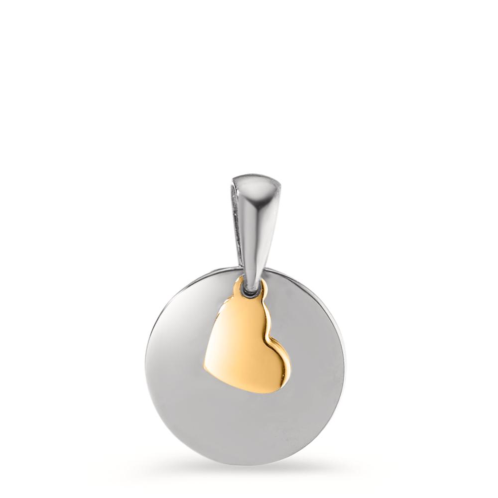 Pendentif Or blanc 14K, Or jaune 14K Coeur Ø10 mm-598013