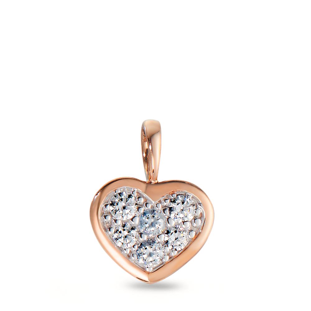 Pendentif Or rouge 14K Zircone 6 Pierres Coeur-598016