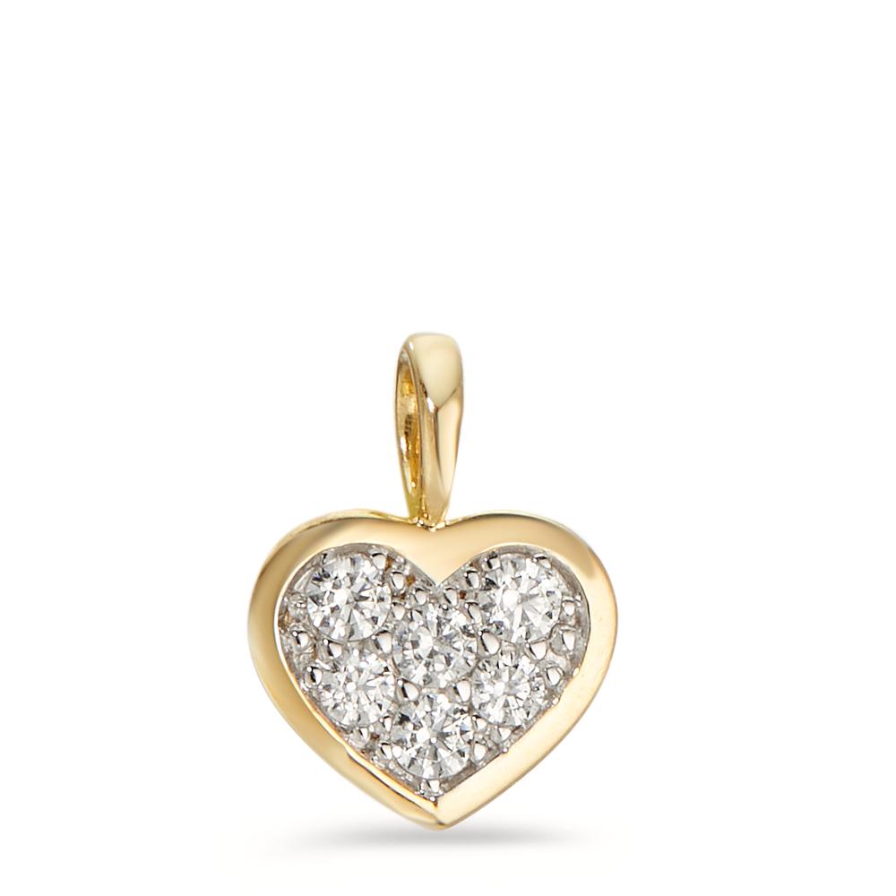 Pendentif Or jaune 14K Zircone 6 Pierres Coeur-598017