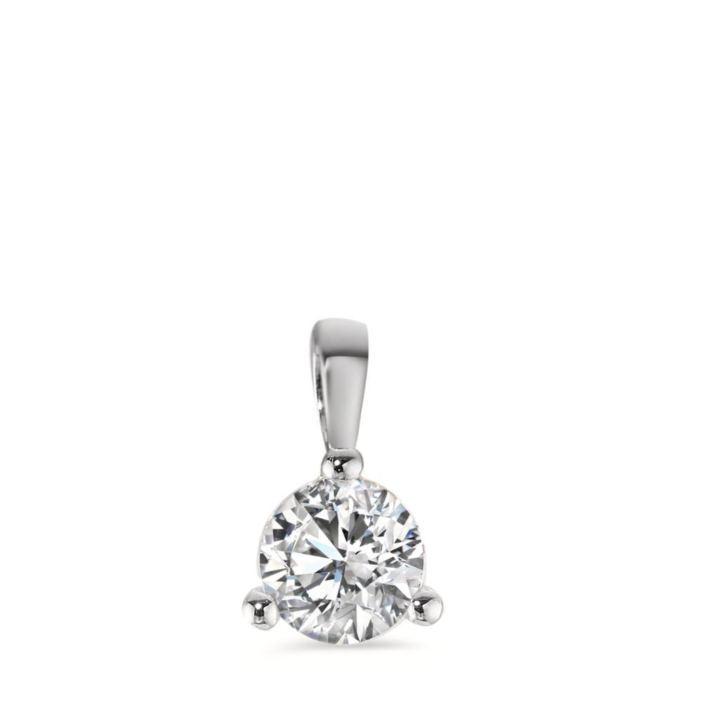 Pendentif Or blanc 14K Zircone Ø5 mm-598026