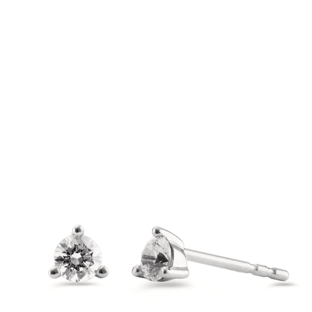 Clous d'oreilles Or blanc 14K Zircone 2 Pierres Ø4 mm-598027