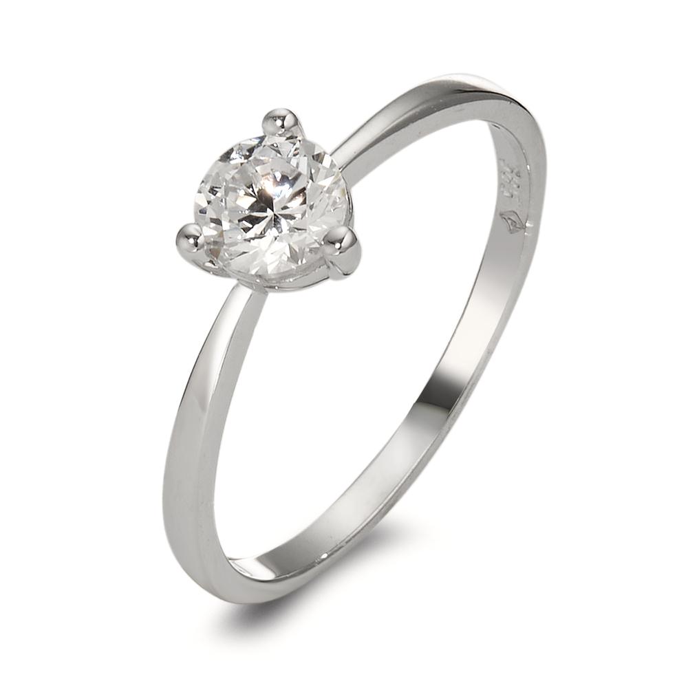 Bague solitaire Or blanc 14K Zircone Ø4.5 mm-598028
