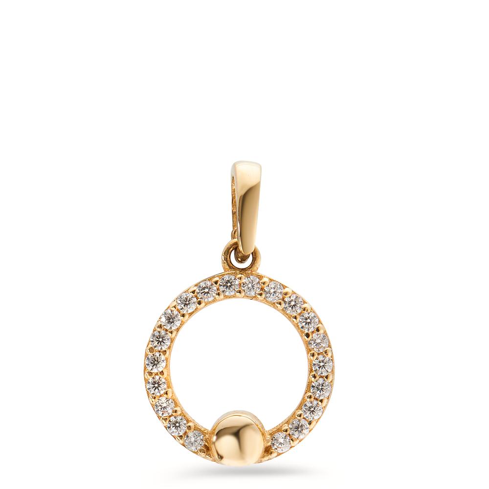 Pendentif Or jaune 14K Zircone 20 Pierres Ø10 mm-598029