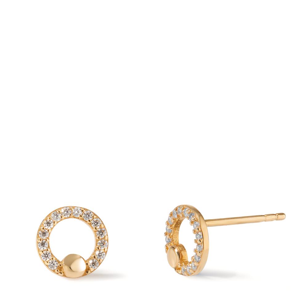 Clous d'oreilles Or jaune 14K Zircone 28 Pierres Ø7.5 mm-598030