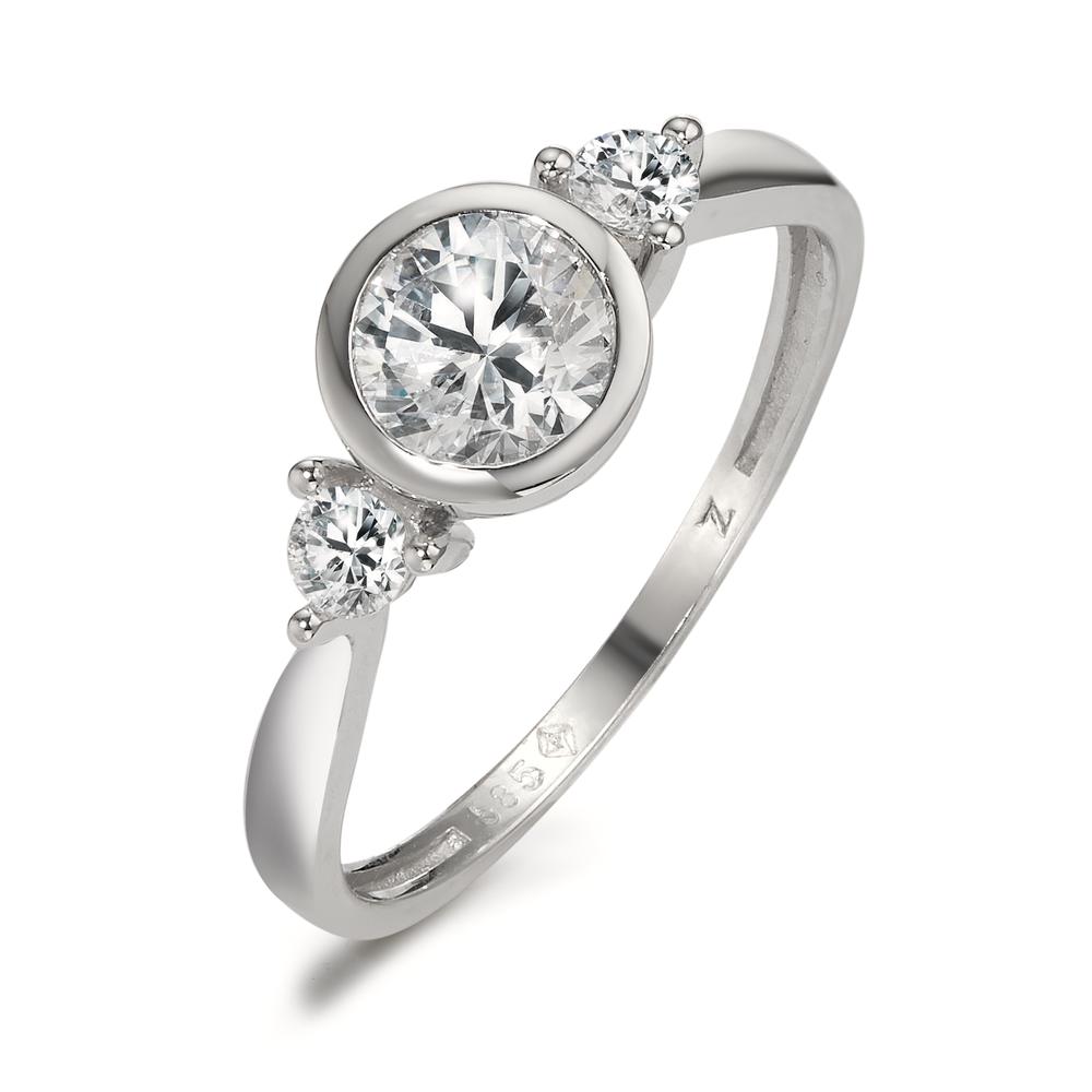 Bague Or blanc 14K Zircone 3 Pierres-598035