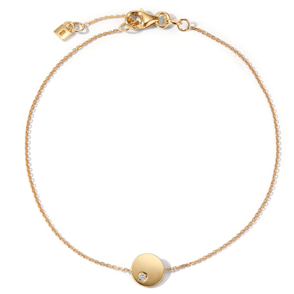 Bracelet Or jaune 14K Zircone Serrure 17-19 cm-598064