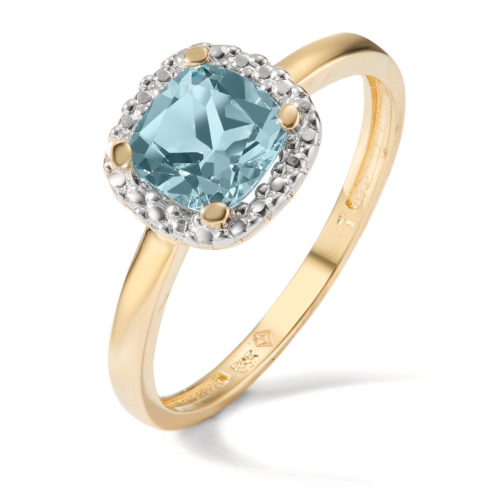 Bague Or jaune 14K Topaze bleu-598078