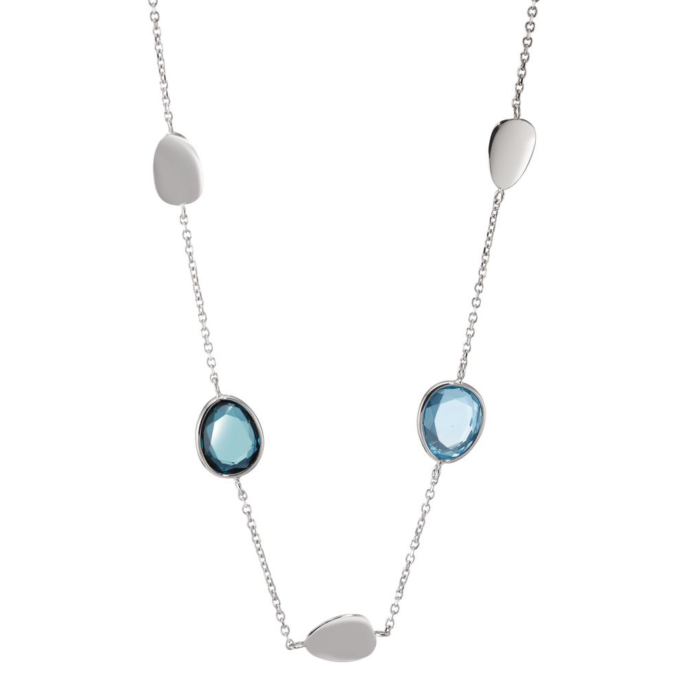 Collier Or blanc 14K Topaze London Blue 2 Pierres 42-45 cm-598082